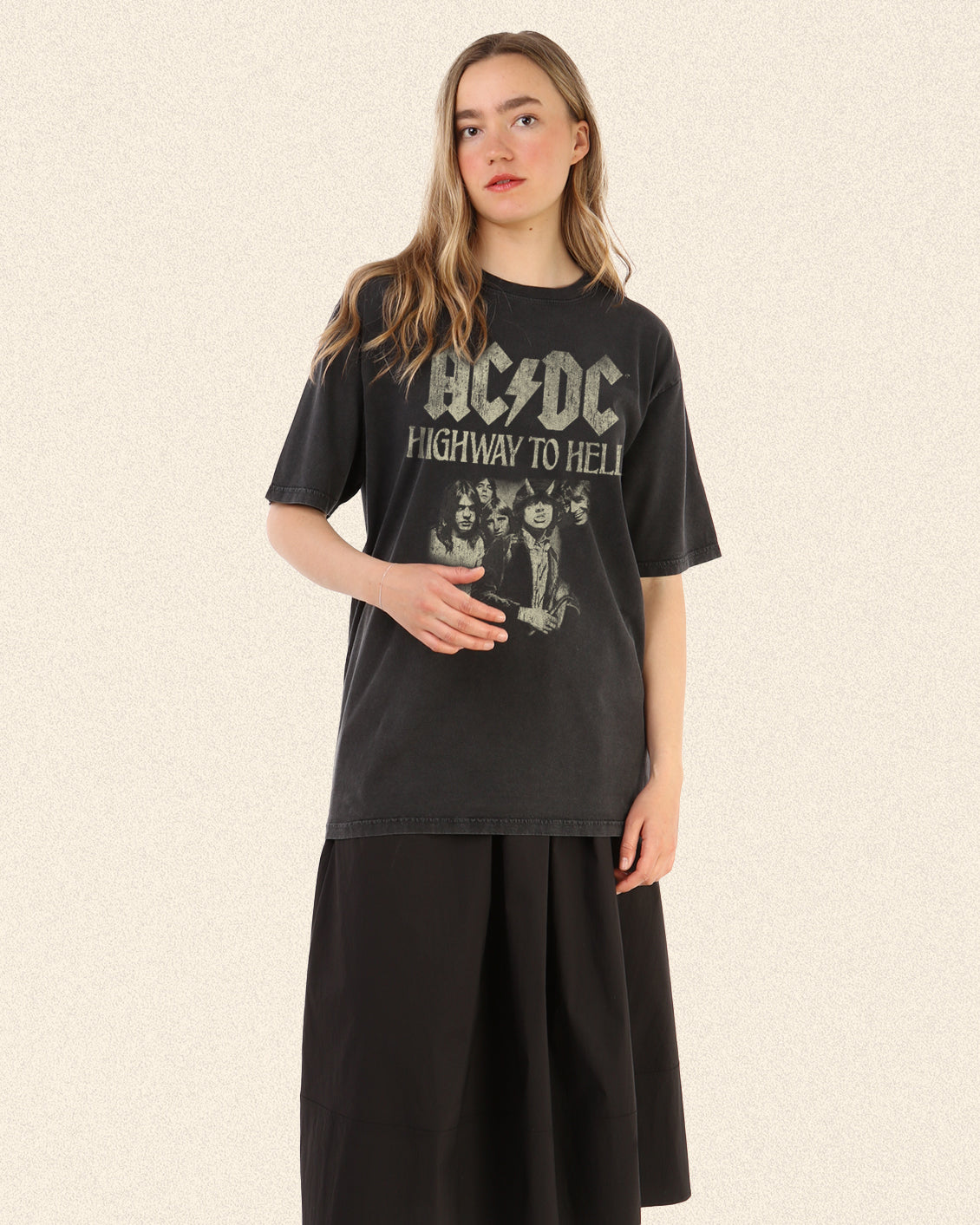 ACDC HIGHWAY TO HELL SQUARE WASHED OVERSIZED TEE