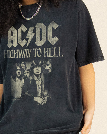 ACDC HIGHWAY TO HELL SQUARE WASHED OVERSIZED TEE