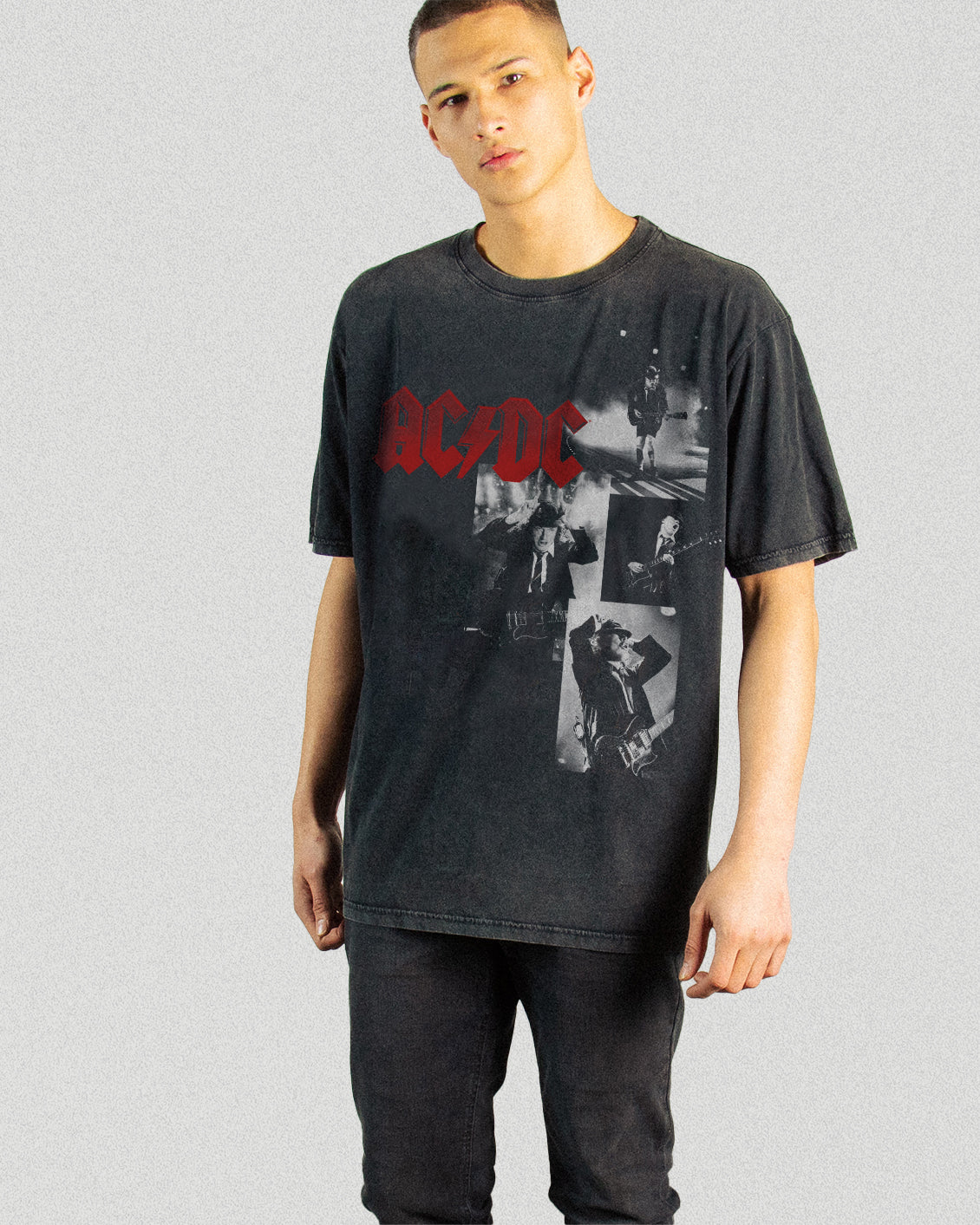 ACDC PHOTO COLLAGE WASHED OVERSIZED TEE