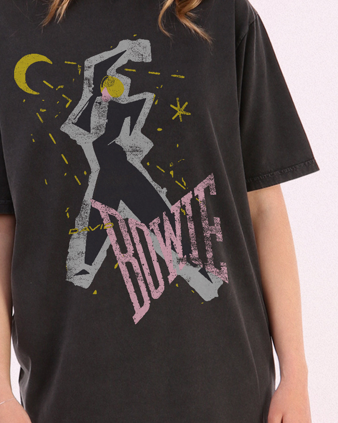 DAVID BOWIE SERIOUS MOONLIGHT GRAPHIC WASHED OVERSIZED TEE