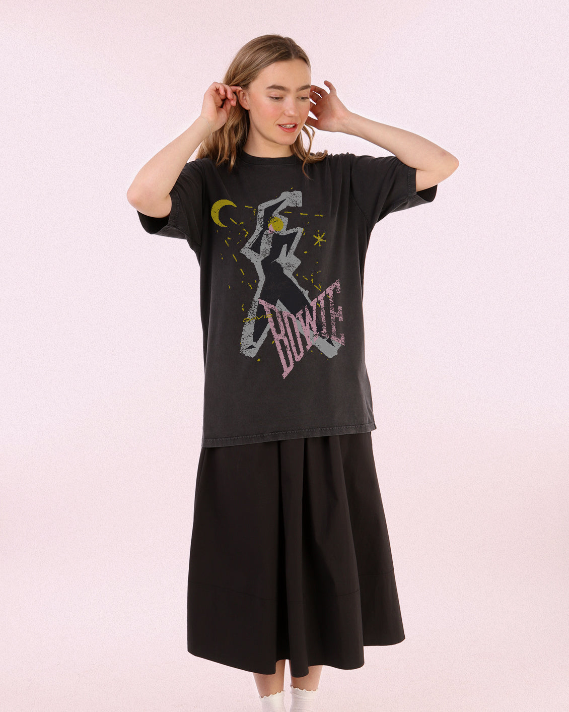 DAVID BOWIE SERIOUS MOONLIGHT GRAPHIC WASHED OVERSIZED TEE