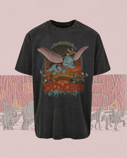 Walt Disney's DUMBO vintage graphic on a black tee 