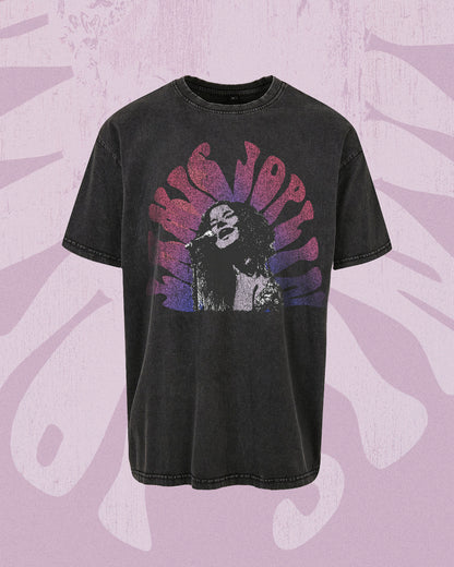 Vintage Janis Joplin washed black tee 