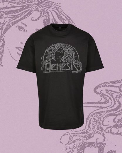 vintage black washed tee of genesis graphic