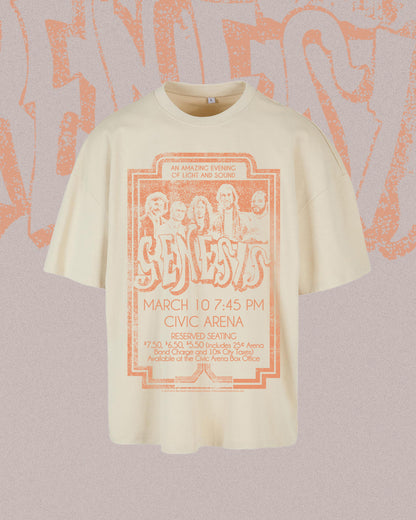 vintage light sand coloured tee of genesis graphic in orange